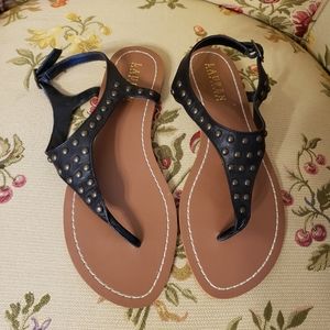 Ralph Lauren Black Studded Sandal
